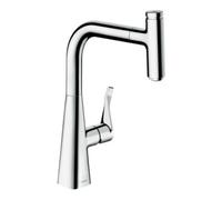 hansgrohe Metris M71 M71 Mitigeur monocommande de cuisine 240, bec extractible, 1 jet, sBox, 73802000, Couleur: chrome