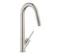 AXOR Starck - Mitigeur monocommande de cuisine avec douchette extractible aspect acier inoxydable
