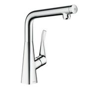 hansgrohe Metris Select 320 robinet de cuisine 14883800 aspect inox, bec pivotant