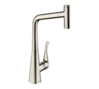 hansgrohe Metris M71 M71 Mitigeur monocommande de cuisine 320, bec extractible, 1 jet, sBox, 73803800, Couleur: Finition en acier inoxydable