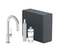 Hansgrohe hansgrohe Mitigeur monocommande évier Aqittura M91 SodaSys 210, bec extractible, kit de démarrage, chromé Quantité:1