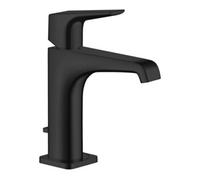 hansgrohe AXOR Citterio E Mitigeur monocommande de lavabo 125 avec béqu'ille et set de déchets, 36110670, Couleur: Noir Mat