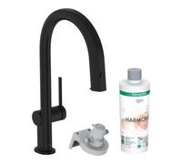 hansgrohe Aqittura M91 robinet de cuisine 76801670 avec bec extractible, 1jet, kit de démarrage, noir mat