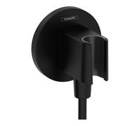 Hansgrohe hansgrohe Raccord mural Fixfit S rond, avec support de douche, noir mat Quantité:1