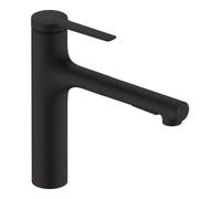 hansgrohe Zesis M33 - Mitigeur de cuisine avec douchette extractible métallique, avec guidage du flexible (sBox), 2 jet, Robinet 160 mm, Robinetterie avec bec pivotant, Noir mat, 74823670