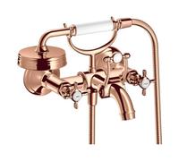 Hansgrohe hansgrohe Robinet évier à deux poignées Axor Montreux AP, bec 224 mm, poignées croisillons, or poli rouge Quantité:1