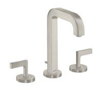 hansgrohe AXOR Citterio mitigeur lavabo 3 trous 170, vidage escamotable, bec verseur 140mm, béqu'illes, rosaces, 39135800, Couleur: Acier inoxydable Optic