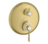 hansgrohe AXOR Thermostat Montreux encastré avec robinet d'arrêt, béqu'ille, 1 consommateur, 16801950, Couleur: laiton brossé