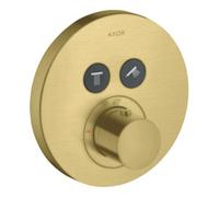 hansgrohe AXOR Starck ShowerSelect Thermostat rond à encastrer pour 2 consommateurs, 36723950, Couleur: laiton brossé