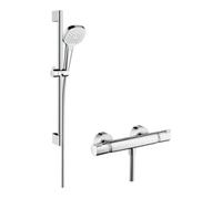 Hansgrohe hansgrohe Système de douche Croma Select E 669mm barre de douche, avec thermostat, blanc/chrome Quantité:1