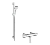 hansgrohe Ecostat - Mitigeur thermostatique de douche avec douchette à main Crometta 100 2jet Vario blanc / chrome