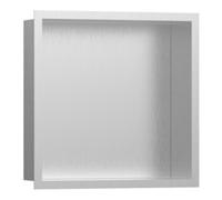 hansgrohe XtraStoris Individual niche murale en acier inoxydable brossé avec cadre design, 300x300x100 mm, 56097800, Couleur: acier inoxydable brossé