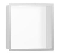 hansgrohe Niche murale XtraStoris 56099800 30x30x10cm, avec cadre design, blanc mat, optique en acier inoxydable