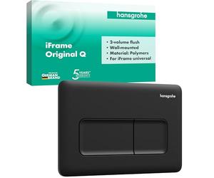 hansgrohe iFrame Original Q - Plaque de commande wc suspendu, pour double chasse d'eau, compatible avec le système de montage iFrame universal de hansgrohe, Noir mat, 66001670