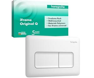 hansgrohe iFrame Original Q - Plaque de commande wc suspendu, pour double chasse d'eau, compatible avec le système de montage iFrame universal de hansgrohe, Blanc mat, 66001700