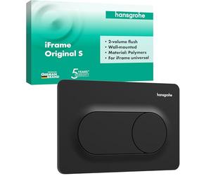 hansgrohe iFrame Original S - Plaque de commande wc suspendu, pour double chasse d'eau, compatible avec le système de montage iFrame universal de hansgrohe, Noir mat, 66002670