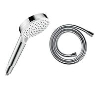 hansgrohe Isiflex - Flexible de douche universel 1,60 m, tuyau de douche avec protection anti-pliure & Crometta - Pommeau de douche économie d'eau avec 9 l/min (EcoSmart), Douchette à main