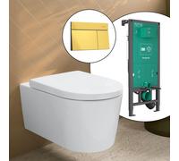 hansgrohe LivaFine WC suspendu avec AquaHelix Flush, pack complet avec bâti-support iFrame et plaque de déclenchement Element E, 61188450+66003990#SET,