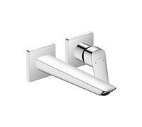 hansgrohe Logis Fine 71256001 Robinet de salle de bain mural moderne 1 poignée 2 trous 10,2 cm de haut Chromé