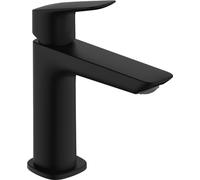 hansgrohe Logis Fine - Mitigeur de lavabo sans tirette ni vidage, économie d'énergie (CoolStart), Robinet de salle de bain avec hauteur sous bec 110 mm, économie d'eau (EcoSmart), Noir mat, 71255670