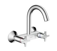 hansgrohe Logis M32 Mitigeur de cuisine, 2 poignées, montage mural, Highspout, 1jet, saillie 144mm, chrome, 71286000