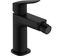 hansgrohe Logis Mitigeur de bidet Fine, ComfortZone110, garniture de vidage à tirette, saillie 112mm, 71201670, Couleur: noir mat