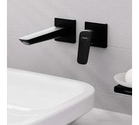 hansgrohe Logis Mitigeur de lavabo Fine, encastré, saillie 206mm, vidage non verrouillable, 71256670, Couleur: noir mat