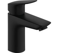 hansgrohe Logis - Mitigeur de lavabo sans tirette ni vidage, Robinet de salle de bain avec hauteur sous bec 100 mm, économie d'eau (EcoSmart), Noir mat, 71101670