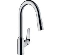 hansgrohe Focus Robinet de cuisine M42 220 2jet 71820000 avec douchette extractible, plage de rotation 360°, chromé