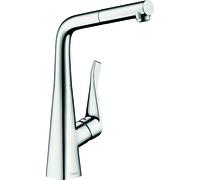 hansgrohe Metris M71 M71 Mitigeur monocommande de cuisine 320, bec coulissant, 1 jet, 14821000, Couleur: chrome