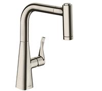 hansgrohe Metris M71 Mitigeur de cuisine 220, avec douchette extractible 2 jets, aspect acier inox, 14834800