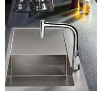 hansgrohe Metris M7116-H220 Mélangeur de cuisine chromé , avec sBox, avec douchette extensible