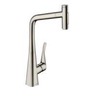 hansgrohe Metris Select M71 Mitigeur monocommande de cuisine 320, douchette coulissante, 2 jets, sBox, 73816800, Couleur: Finition en acier inoxydable