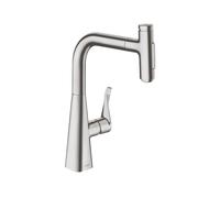 Hansgrohe Mitigeur cuisine Metris M71 240, douchette coulissante, 2 jets, Finition acier inoxydable