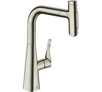 Hansgrohe Mitigeur cuisine Metris M71 240, douchette coulissante, 2 jets, Finition acier inoxydable