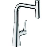 hansgrohe Metris M71 M71 Mitigeur monocommande de cuisine 240, bec extractible, 1 jet, sBox, 73802000, Couleur: chrome