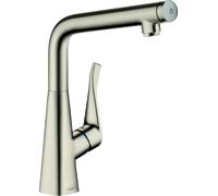 hansgrohe Metris Select Mitigeur monocommande de cuisine 320, 1 jet, 14883800, Couleur: Finition en acier inoxydable