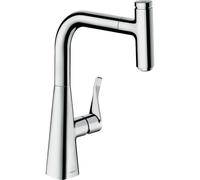 Hansgrohe Metris Select robinet de cuisine 240 avec bec extractible pivotant à 150° avec bouton Select pour fonction pause chrome 14857000