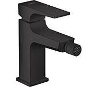 hansgrohe Metropol mitigeur monocommande pour bidet, poignée à levier, set de vidange à pousser, jet laminaire, 32520670, Couleur: noir mat