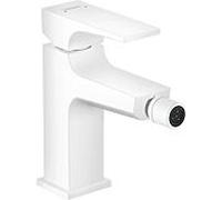 hansgrohe Metropol mitigeur monocommande pour bidet, poignée à levier, set de vidange à pousser, jet laminaire, 32520700, Couleur: blanc mat