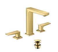 hansgrohe Metropol hansgrohe 3 trous 32515990 saillie 152 mm, bonde push-open, optique or poli