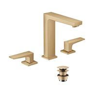 hansgrohe Metropol Mélangeur de lavabo 3 trous poignées manettes, bonde Push-Open, bronze brossé, 32515140