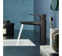 hansgrohe Metropol mitigeur monocommande de lavabo 110, avec poignée, vidage par poussée, saillie 135mm, 32507340, Couleur: noir brossé