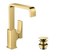 hansgrohe Metropol mitigeur lavabo 32511990 saillie 165 mm, avec bonde push-open, optique or poli
