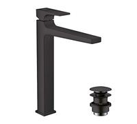 hansgrohe Metropol mitigeur monocommande pour lavabo 260 avec poignée, vidage par poussée, pour cuvettes de lavabo, saillie 204mm, 32512670, Couleur: Noir Mat