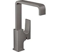 hansgrohe Metropol mitigeur monocommande de lavabo 230, poignée à levier, vidage par poussée, saillie 165mm, 32511340, Couleur: Chrome noir brossé