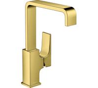 hansgrohe Metropol mitigeur monocommande de lavabo 230, poignée à levier, vidage par poussée, saillie 165mm, 32511990, Couleur: Optique en or poli