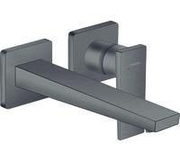 hansgrohe Metropol mitigeur monocommande de lavabo encastré, poignée, saillie de 225 mm, montage mural, 32526340, Couleur: noir brossé