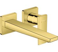 hansgrohe Metropol mitigeur monocommande de lavabo encastré, poignée, saillie de 225 mm, montage mural, 32526990, Couleur: Optique en or poli