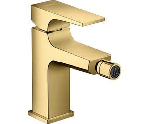 hansgrohe Metropol mitigeur monocommande pour bidet, poignée à levier, set de vidange à pousser, jet laminaire, 32520990, Couleur: Optique en or poli